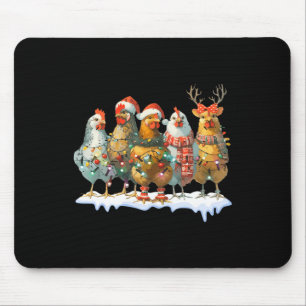 Funny Chicken Christmas Lights Farm Animal Cute Xm Mouse Pad