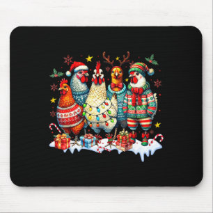 Funny Chicken Christmas Lights Farm Animal Cute Xm Mouse Pad