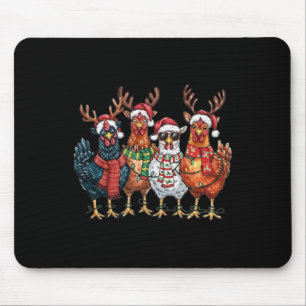 Funny Chicken Christmas Lights Farm Animal Cute Xm Mouse Pad