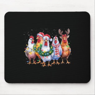 Funny Chicken Christmas Lights Farm Animal Cute Xm Mouse Pad