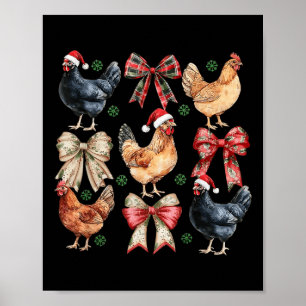 Funny Chicken Christmas Lights Farm Animal Cute Xm Poster