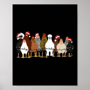 Funny Chicken Christmas Lights Farm Animal Cute Xm Poster