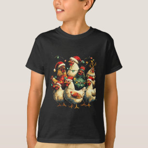 Funny Chicken Christmas Lights Farm Animal Cute Xm T-Shirt