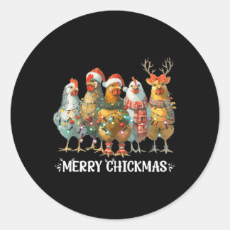 Funny Chicken Christmas Lights Farm Animal Xmas Ho Classic Round Sticker