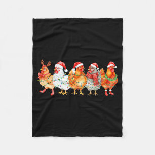 Funny Chicken Christmas Lights Farm Animal Xmas Ho Fleece Blanket