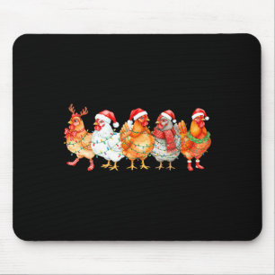 Funny Chicken Christmas Lights Farm Animal Xmas Ho Mouse Pad