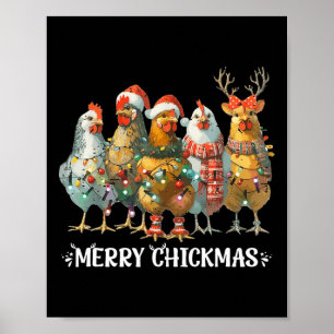 Funny Chicken Christmas Lights Farm Animal Xmas Ho Poster