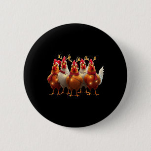 Funny Chicken Christmas Lights Farm Cute Animal Xm 6 Cm Round Badge