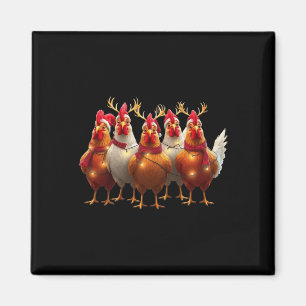 Funny Chicken Christmas Lights Farm Cute Animal Xm Magnet