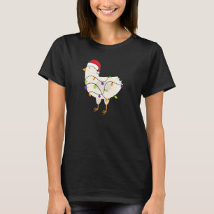 Funny Chicken Christmas Lights For Santa Chicken L T-Shirt