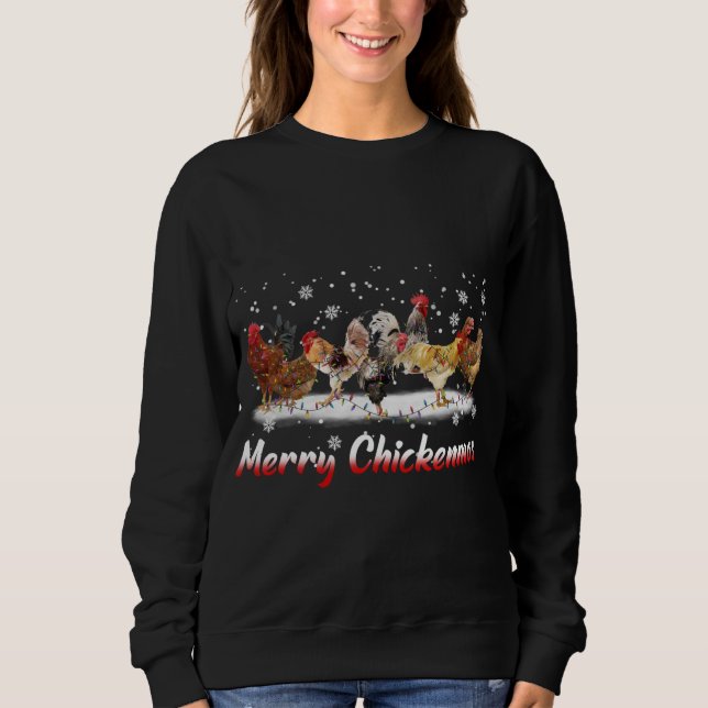 Funny Chicken Christmas Lights - Merry Christmas C Sweatshirt (Front)