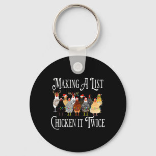 Funny Chicken Christmas, Making A List Chicken It Key Ring
