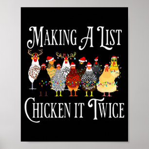 Funny Chicken Christmas, Making A List Chicken It Poster