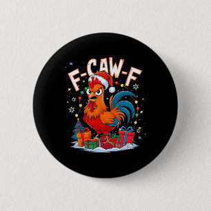 Funny Chicken Christmas Rooster Santa Hat Holiday  6 Cm Round Badge