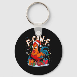 Funny Chicken Christmas Rooster Santa Hat Holiday  Key Ring