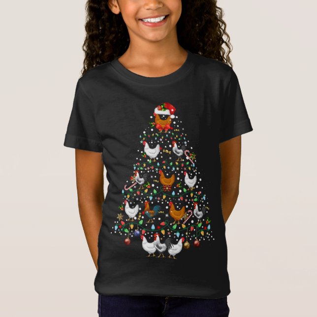 Funny Chicken Christmas Tree Ornament Decor T-Shirt (Front)