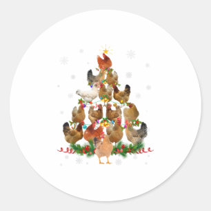 Funny Chicken Christmas Tree Pet Chicke Classic Round Sticker