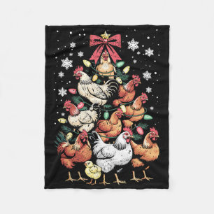 Funny Chicken Christmas Tree Poultry Farm Animal L Fleece Blanket