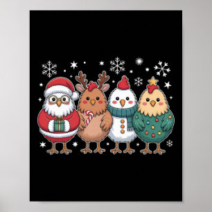 Funny Chicken Christmas Tree Santa Xmas Hen Chicke Poster