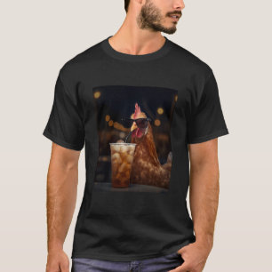 Funny Chicken Cool Chicken With Iced Tea Farm gift T-Shirt