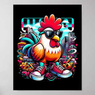 Funny Chicken Cool Graffiti Urn Art Street Poster