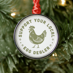 Funny chicken cottagecore farm aesthetic green metal tree decoration