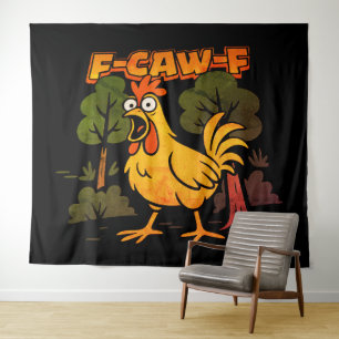 Funny Chicken Design – F-Caw-F Cartoon Animal Humo Tapestry