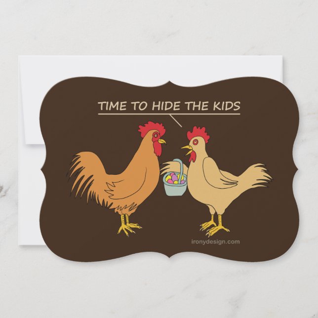 Funny Chicken Easter Egg Hunt Cartoon Brown (Front)