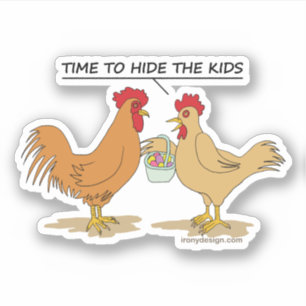 Funny Chicken Easter Egg Hunt Cartoon Contour Cut