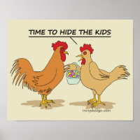 Funny Chicken Easter Egg Hunt Cartoon