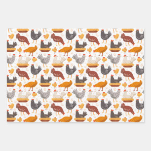 Funny Chicken Easter Egg Pattern, Men Women Kids Wrapping Paper Sheet