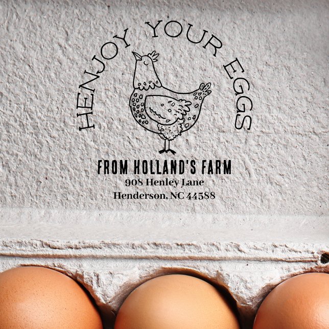Funny Chicken Egg Business Return Address Hen Rubber Stamp (Creator Uploaded)