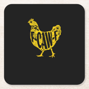 Funny Chicken F-Caw-F Hen Poultry Rooster Coop Square Paper Coaster