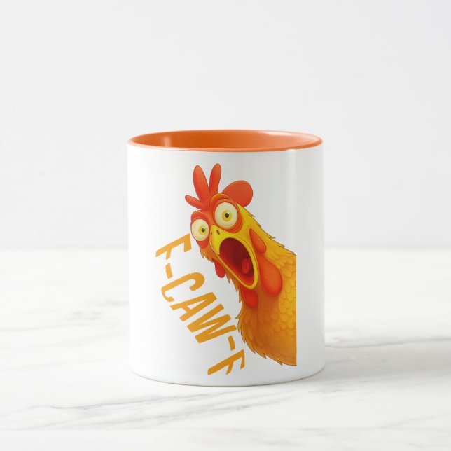 Funny Chicken F Caw F Mug | Halloween Rooster Rave (Center)