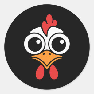 Funny Chicken Face Big Eyes Cartoon Rooster Hallow Classic Round Sticker