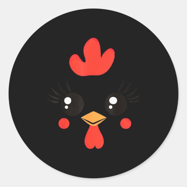 Funny Chicken Face Halloween  Classic Round Sticker (Front)