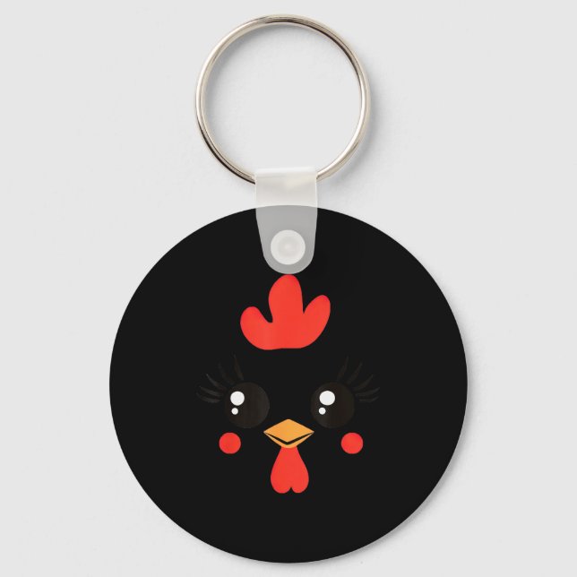Funny Chicken Face Halloween  Key Ring (Front)