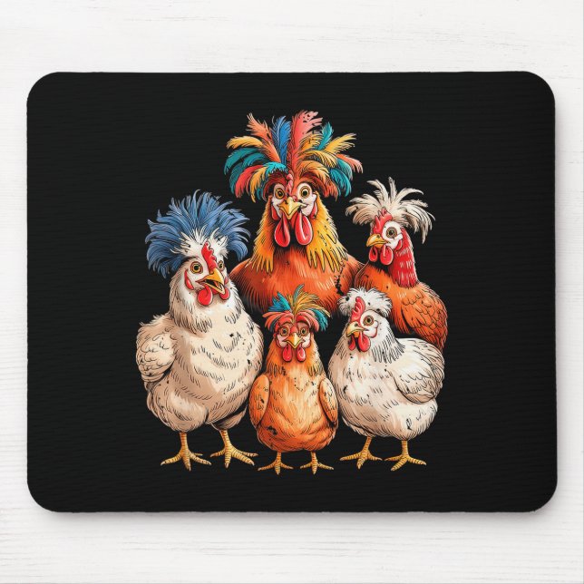 Funny Chicken Family Colorful Farm Animal  Mouse Pad (Front)