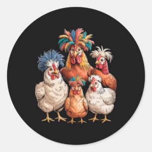Funny Chicken Family Colourful Farm Animal Classic Round Sticker
