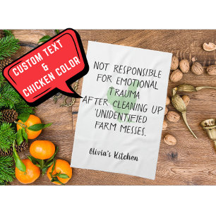 Funny Chicken Farm Owner Custom Name Green Black Tea Towel