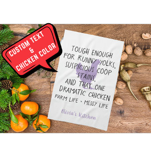Funny Chicken Farm Owner Custom Name Violet Black Tea Towel