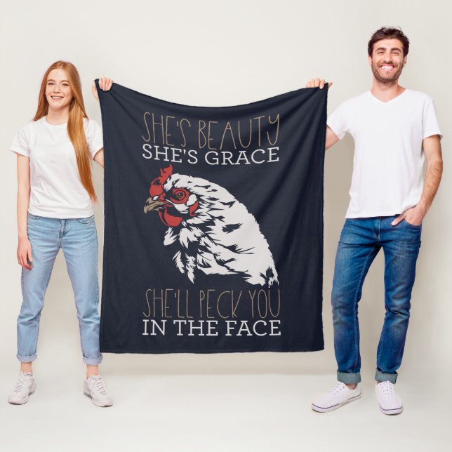 Funny Chicken Farmer She's Grace Beauty Fleece Blanket (In Situ)