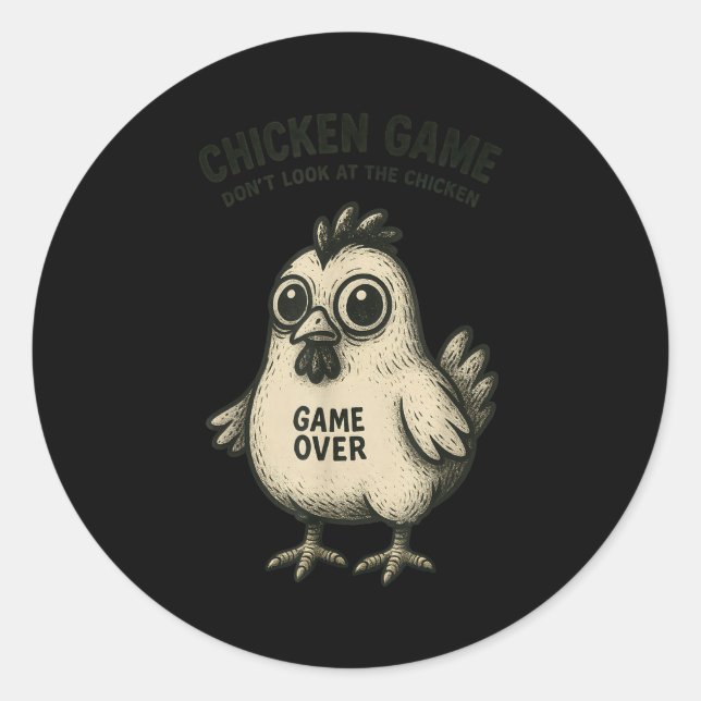 Funny Chicken Game Graphic Tee Men Women Teens Boy Classic Round Sticker (Front)