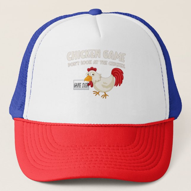 Funny Chicken Game Humor Trucker Hat (Front)