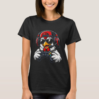 Funny Chicken Gamer Tee Gaming Headset Gamepad Vid