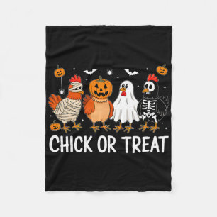 Funny Chicken Halloween Pumpkin Chick Or Treat Chi Fleece Blanket