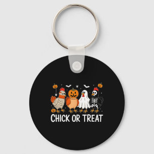 Funny Chicken Halloween Pumpkin Chick Or Treat Chi Key Ring