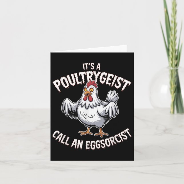 Funny Chicken Halloween Shirt Ultrygeist Call Eggs Card (Front)