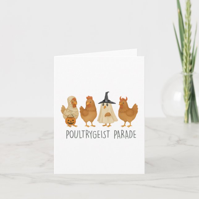 Funny Chicken Halloween, Spooky Chicken Poultrygei Card (Front)