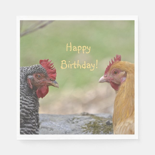 Funny Chicken Happy Birthday Napkin (Front)